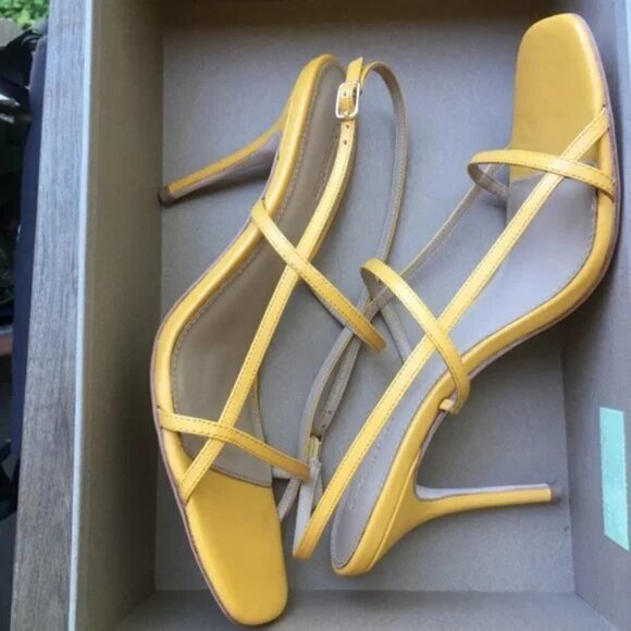 NWT Reformation Isabelle Heel Sandal Yellow Size 9.5 - Picture 1 of 7